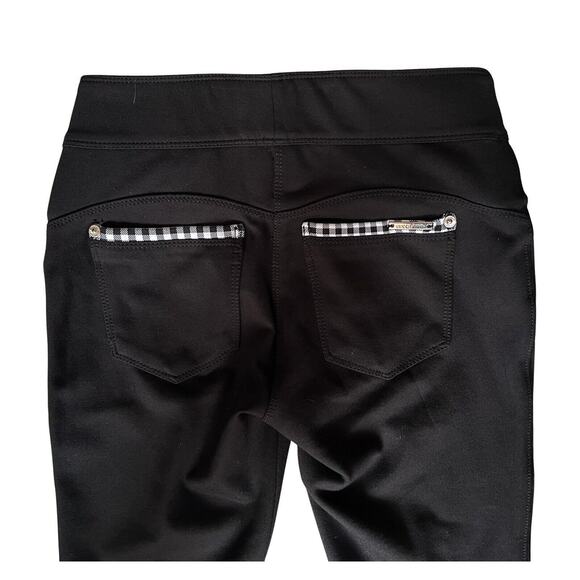 NYGARD LUXE SLIMS Capri Pants Size XS (2-4) Black Plaid Trim Stretch Pull-On EUC - Picture 5 of 7